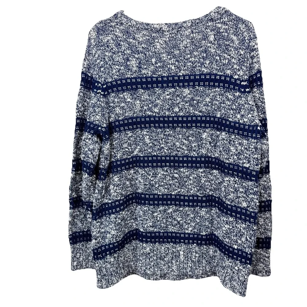 LL Bean‎ Blue Striped Cotton Ragg Crew Neck Pullover Sweater XL PETITE